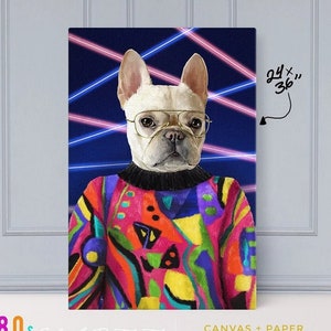 80er Jahre Schulportrait, Tierportrait, Tierportrait, lustiges Haustier Portrait, einzigartiges Dekor, lustige Geschenke, Haustier, Hund, Katze, Geschenke für Haustiere, 80er Jahre