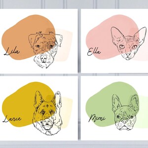 Modern Line Custom Pet Portrait, Pet Portraits, Custom Pets, Mid-Century Modern Art, Line Art, Minimalist Pet, Minimalist Art, wall decor zdjęcie 1