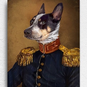 Custom Pet Portrait, Pet portraits, regal pet portrait, Regal military, royal Pet Portrait, unique gifts, funny gifts, dog art, unique gift