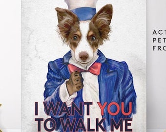 I Want You To Walk Me, Custom Pet portraits, Pet Portraits, Fourth of July, Independence day, patriotic pet, patriotic, America, pet, dog