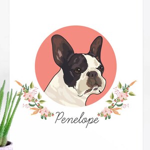 Pet Portrait, custom pet portrait, pet remembrance gift, pet sympathy gift, dog portrait, pet portraits, pet loss, family pet portrait Floral Wreath