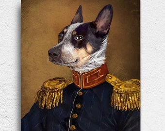 Custom Pet Portrait, Pet portraits, regal pet portrait, Regal military, royal Pet Portrait, unique gifts, funny gifts, dog art, unique gift