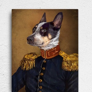 Custom Pet Portrait, Pet portraits, regal pet portrait, Regal military, royal Pet Portrait, unique gifts, funny gifts, dog art, unique gift