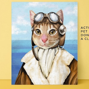 Pilot Pet Portrait, Custom Pet Portrait, Pet portraits, dog portrait, unique gifts, funny gifts, cat portrait, gift for pets, dog lover