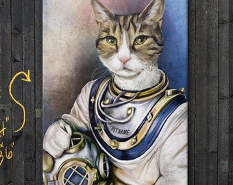 Deep Sea Diver, Pet Portrait, Custom Pet Portrait, funny pet portraits, diver gift, pet portrait custom, custom pets, pet portrait dog