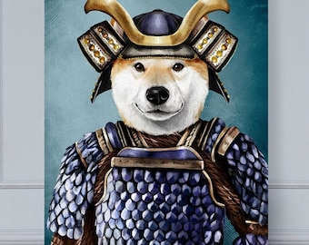 Samurai Pet Portrait, Pet Portrait, Custom Pet Portrait, Funny Pet Portrait, Samurai dog, samurai cat, royal pet portrait, pets, anime