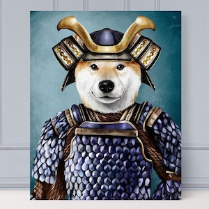 Samurai Pet Portrait, Pet Portrait, Custom Pet Portrait, Funny Pet Portrait, Samurai dog, samurai cat, royal pet portrait, pets, anime image 1