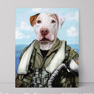 Fighter Pilot Pet Portrait, Custom Pet Portrait, Pet portraits, personalized pet portrait, Fighter Pilot, navy, airforce, pilot, us air,army