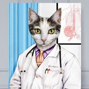 Doctor pet portrait, custom pet portrait in doctor style available in gallery canvas or paper print - pet portraits, doctor pet, dog art