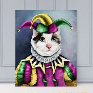 Custom Jester Portrait, Jester Pet Portrait, Pet portraits, Custom Pet Portrait, etsy pet portrait, dog portrait, pet portrait artists