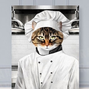 Chef Pet Portrait, Yes Chef, Chef, Custom Pet Portrait, Pet portraits, Funny pet portrait, Chef Pet, unique gifts, funny gifts, unique gift