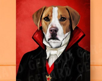 Vampire Pet Portrait, Halloween pet, pet gift, custom pet portrait, pet portrait, vampire, gift for pet, funny gift, dog portrait, Halloween