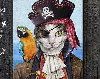 Pirate Pet Portrait, pet portrait, Custom Pet Portrait, pet, unique gifts, funny gifts, halloween pet, funny pet portrait, gifts for pets