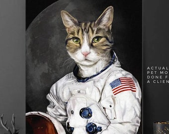 Custom Astronaut Pet, pet portraits, custom pet portrait, Space Pet Portrait, dog lover gift, unique gifts, dog portrait, funny gifts, pets