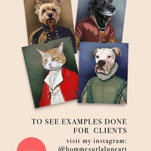 Trio Pet Portrait, Multi pet portrait, Pet Portrait, Custom Pet Portrait, royal pet portrait, funny pet portrait, multiple pets, family pets image 7