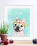 Flower Crown Pet Portrait, Custom pet portrait perfect for funny pet gifts to pet loss memorial, flower dog portrait, dog painting, pet 