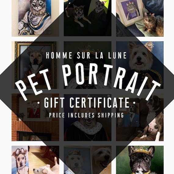 Custom Pet Portrait Gift Certificate Pet Portraits Custom Etsy