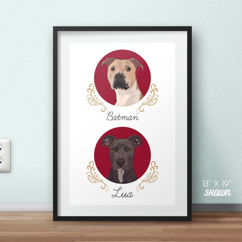 Pet Portrait, custom pet portrait, pet remembrance gift, pet sympathy gift, dog portrait, pet portraits, pet loss, family pet portrait Gold Filigree