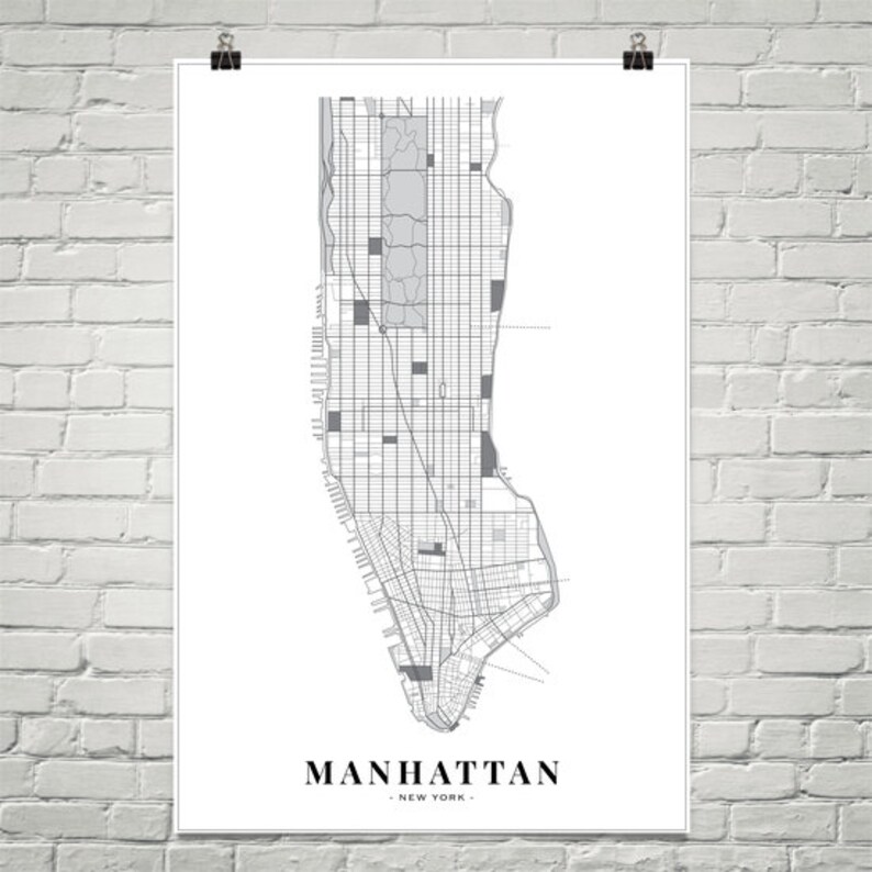 Manhattan Print Manhattan Poster New York Print New York Etsy España