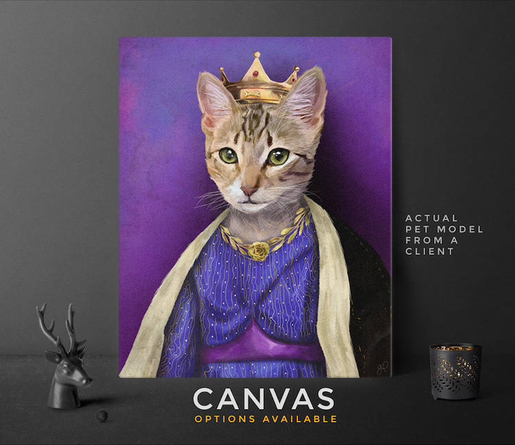 Custom Pet Portrait Pet Portraits Regal Pet Portrait Crown Etsy