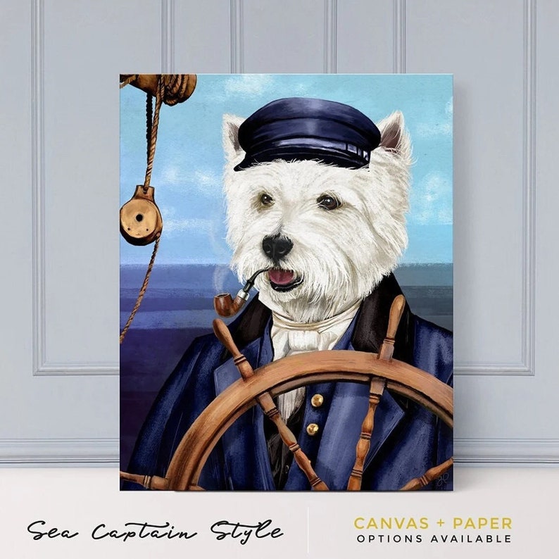 Sea Captain, Pet Portrait, Custom Pet Portrait, Royal Pet Portrait, pet portrait custom, funny pet portrait, sailor, navy, pet, cat, dog Pipe Daytime