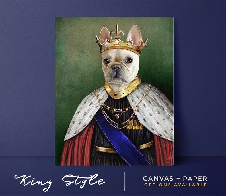 King Pet Portrait, Custom Pet Portrait, Pet portraits, dog portrait, custom dog portrait, cat portrait, custom cat portrait, gift for pets image 1