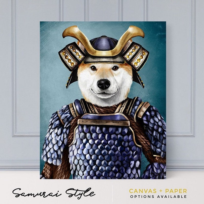 Samurai Pet Portrait, Pet Portrait, Custom Pet Portrait, Funny Pet Portrait, Samurai dog, samurai cat, royal pet portrait, pets, anime image 1