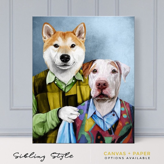 Sibling Pet Portrait, Pet Supplies, Custom Pet Portrait, pet portrait, pet portraits, gift for pets, funny pet, pet portrait, funny gifts