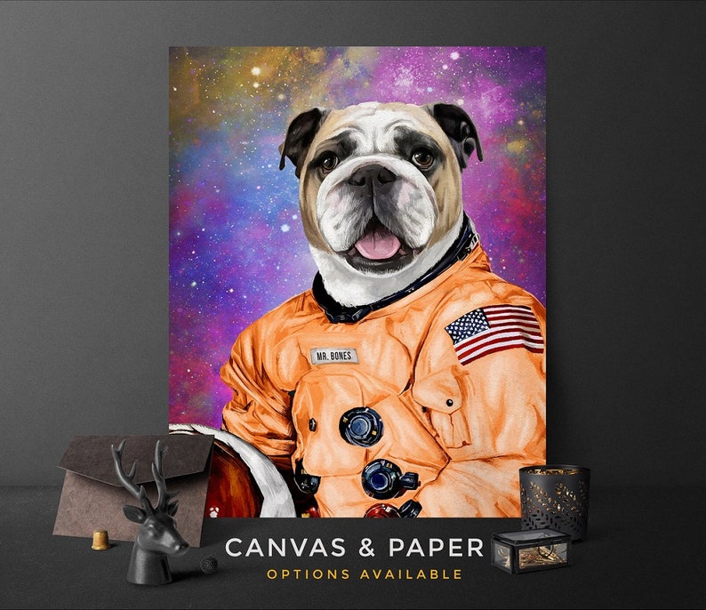 Custom Astronaut Pet, pet portraits, custom pet portrait, Space Pet Portrait, dog lover gift, unique gifts, dog portrait, funny gifts, pets image 4