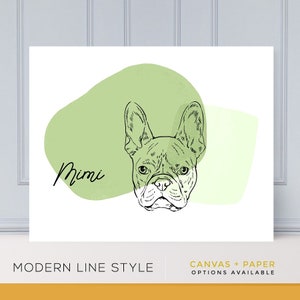 Modern Line Custom Pet Portrait, Pet Portraits, Custom Pets, Mid-Century Modern Art, Line Art, Minimalist Pet, Minimalist Art, wall decor Sage