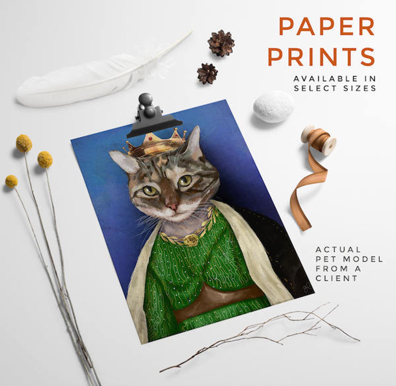 Custom Pet Portrait Pet Portraits Regal Pet Portrait Crown Etsy