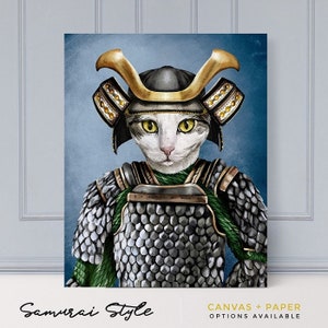 Samurai Pet Portrait, Pet Portrait, Custom Pet Portrait, Funny Pet Portrait, Samurai dog, samurai cat, royal pet portrait, pets, anime image 2