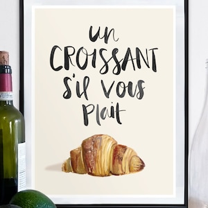 Croissant Poster, Kitchen Decor, Art for Kitchen, Home Decor, Kitchen Print, French Art, France, France Gift, France Poster, Travel Poster