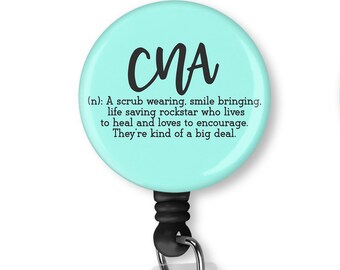 CNA Definition Badge Reel, Cna Badge Reel, Retractable ID Badge, Cna ID badge Holder