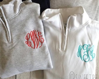 Monogram Quarter Zip, Monogram Fleece Pullover, Monogram Sweatshirt, Monogram Pullover