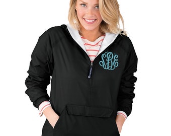 Jersey cortavientos con monograma, jersey con chaqueta impermeable, jersey Charles River