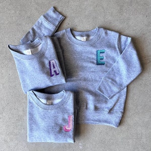 Toddler Initial Fleece Pullover, Custom Embroidered Sweatshirt, Monogram Crewneck Sweatshirt
