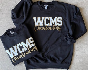 Custom Glitter Cheerleading Sweatshirt, Competition Cheer Sweatshirt, Gildan Heavy blend Sweatshirt, Team Pullover