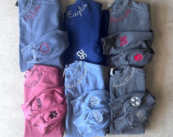 Custom Embroidered Comfort Colors, High school Mascot Embroidered Sweatshirt, Comfort Colors Embroidered Collar, Soccer, Volleyball