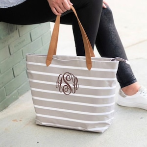 Monogram Tote Bag, Stripe Tote Purse, Monogram Purse, Monogram Tote Bag, Monogram Personalized Purse, Teacher Bag, Monogram Teacher Bag