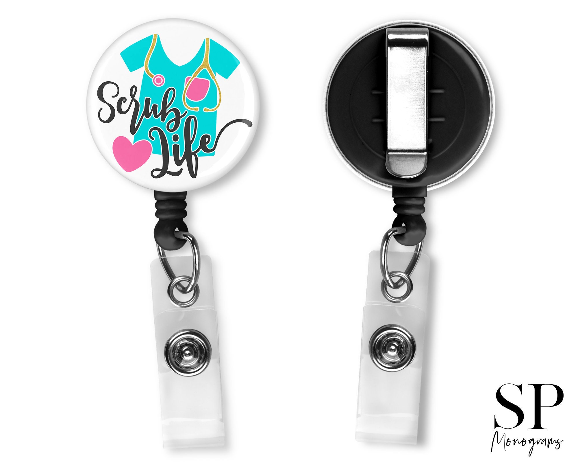 Id Tag Scrub life doctor badge reel Scrub top badge reel Scrub badge reel medical badge reel nurse badge reel Name tag holder