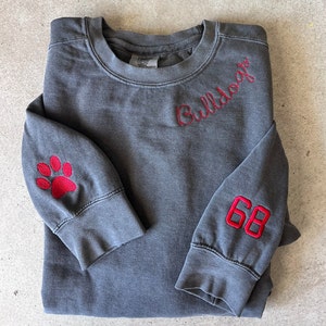 Custom Embroidered Comfort Colors, High school Mascot Embroidered Sweatshirt, Comfort Colors Embroidered Collar, Football Fan Pullover