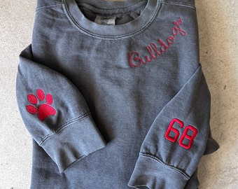 Custom Embroidered Comfort Colors, High school Mascot Embroidered Sweatshirt, Comfort Colors Embroidered Collar, Football Fan Pullover