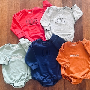 Embroidered Name Bubble, Sweatshirt Bubble for Babies, Toddler Sweatshirt Romper