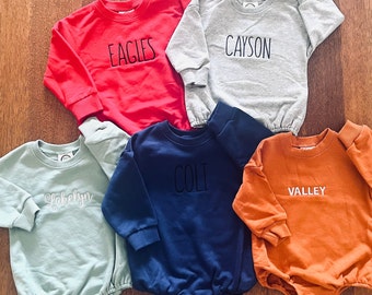 Embroidered Name Bubble, Sweatshirt Bubble for Babies, Toddler Sweatshirt Romper