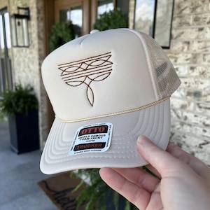 Western Boot Stitch Trucker Hat, Country Baseball Cap, Ranchy