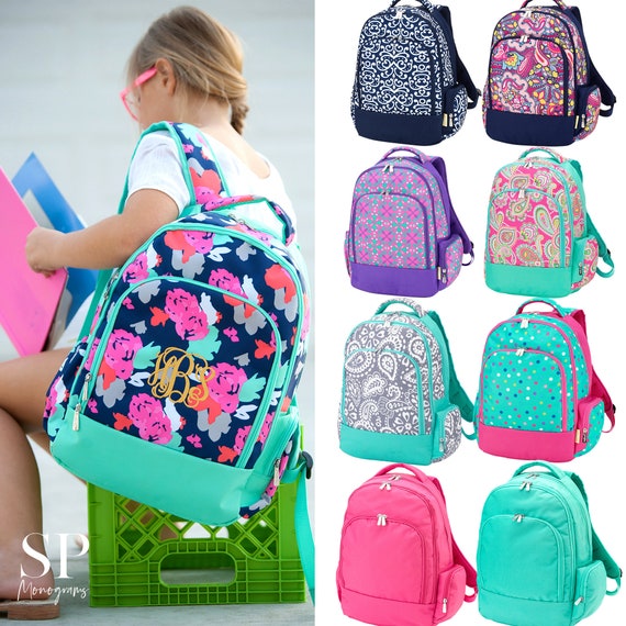 Monogram Backpack Personalized Girls Backpack Back to School | Etsy