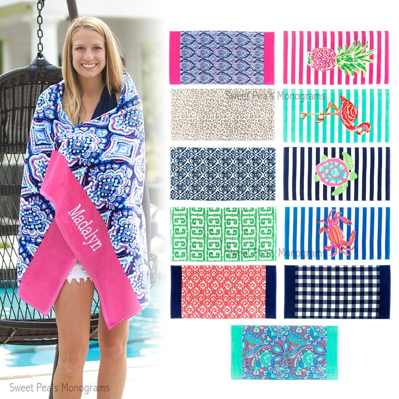 Monogram Beach Towel Summer Beach Towel Girls Beach Towel Etsy