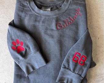 Sudadera bordada con colores cómodos personalizada, sudadera bordada con mascota de la escuela secundaria, cuello bordado con colores cómodos, jersey para fanáticos del fútbol