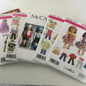 18 inch Doll Clothes Patterns, your Choice